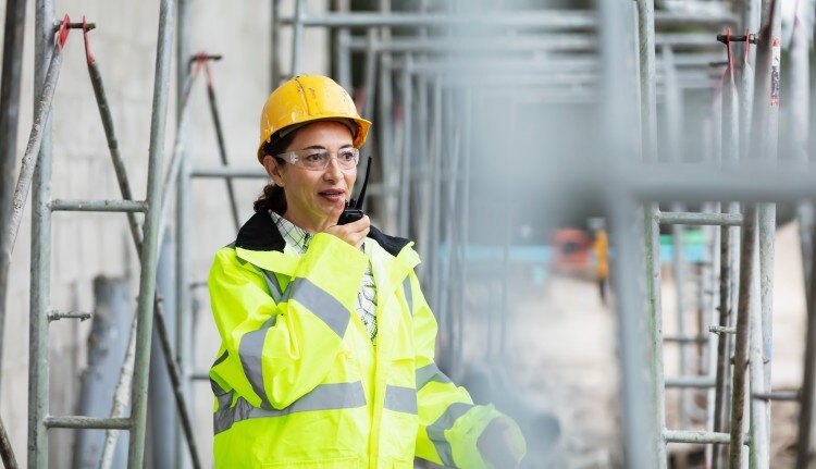 Hispanic woman at construction site